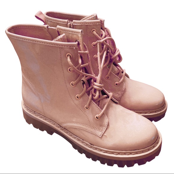 Steve Madden Shoes - Steve Madden Pink Sparkle Combat Boots